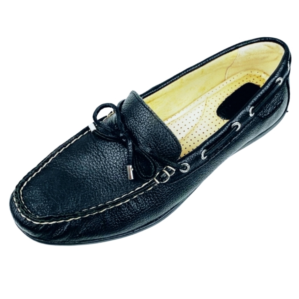 Sperry Womens Black Leather Moccasin Size 7